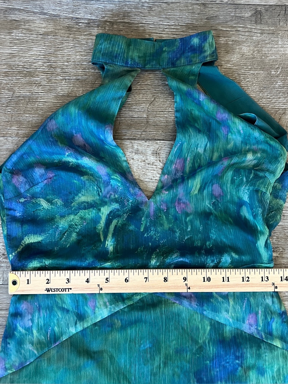 Yellow The Label Monet Dress in Irises Green Print - Picture 9 of 14
